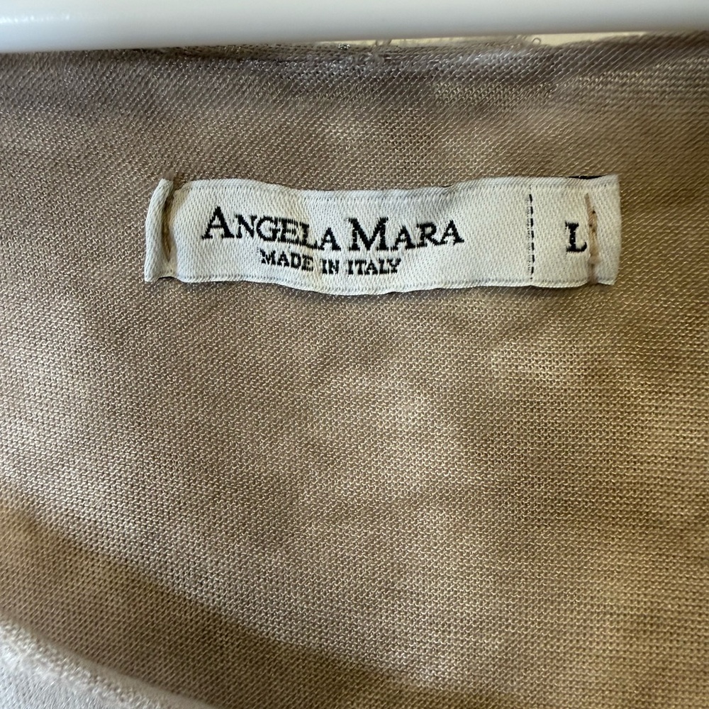 Angela Mara Sheer Floral Appliqué Top Soft Fabric Made In Italy Women’s Large - Picture 12 of 13